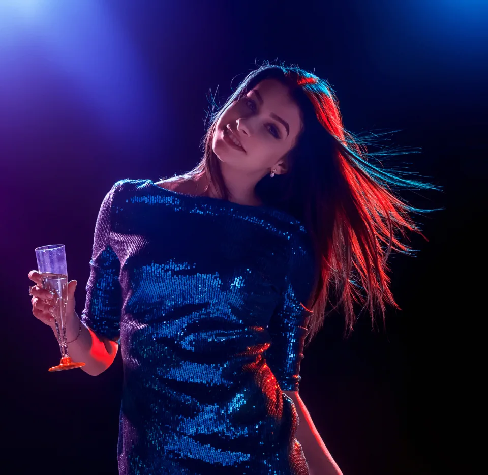 Lady Dancing with a Glass wine